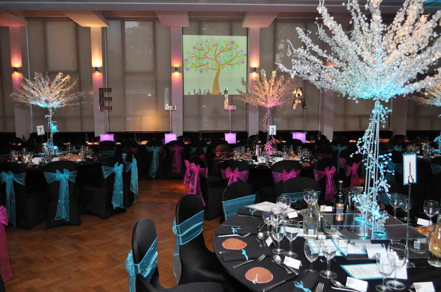 Simcha celebration with illuminated table settings